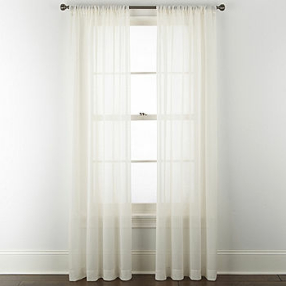 Sheer Rod Pocket Curtain Panel 2 Piece Ivory